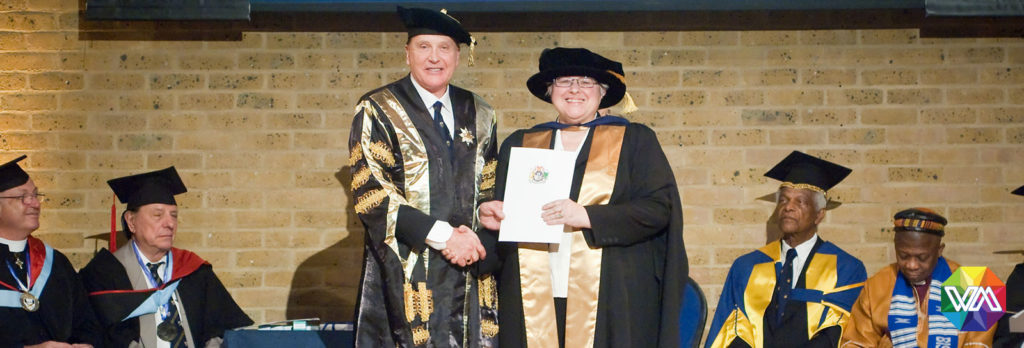 Dr Ruth Todd receiving her PhD in the History of Ideas in 2010 from Dr Brenden Tempest-Mogg